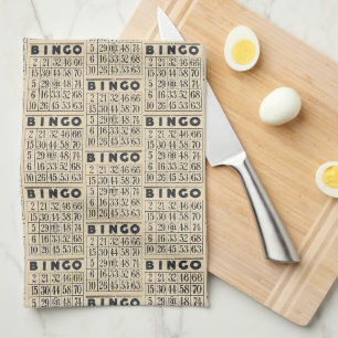 Vintage Bingo Card Pattern Kitchen Towel