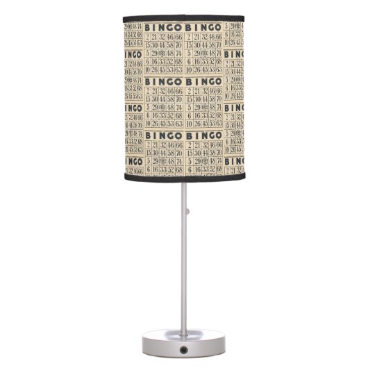 Vintage Bingo Card Pattern Table Lamp (Back)