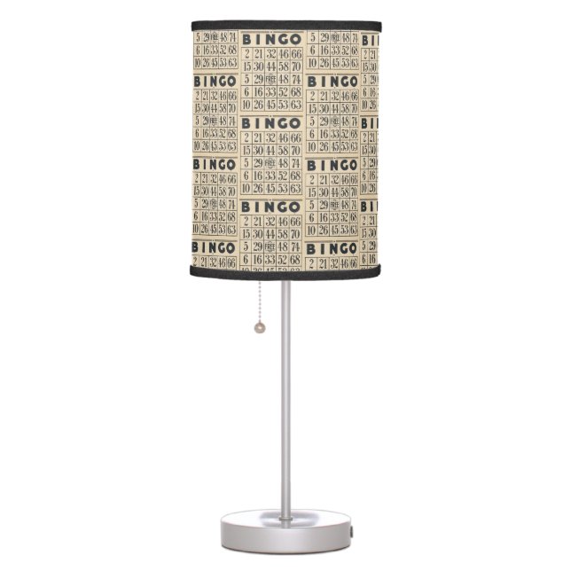Vintage Bingo Card Pattern Table Lamp (Right)