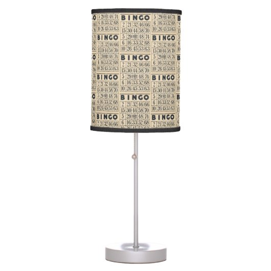 Vintage Bingo Card Pattern Table Lamp (Front)