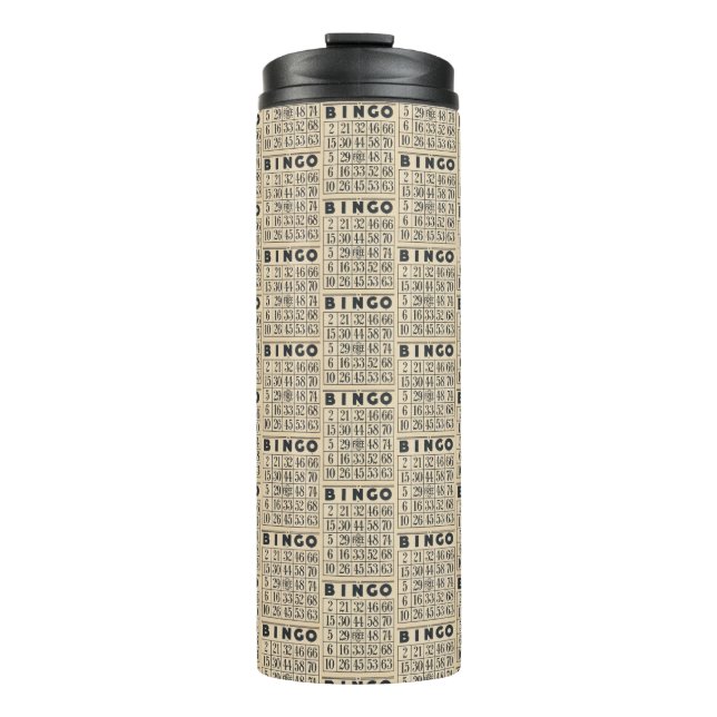 Vintage Bingo Card Pattern Thermal Tumbler (Front)