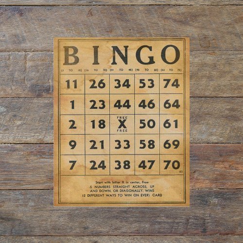 Vintage Bingo Card Scrapbook Ephemera