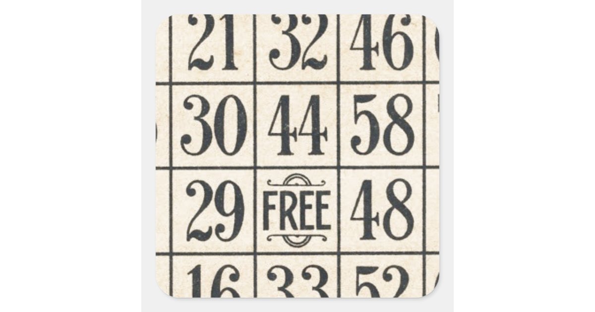 Vintage Bingo Card Square Sticker | Zazzle