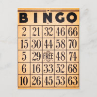 Vintage Bingo Game Card