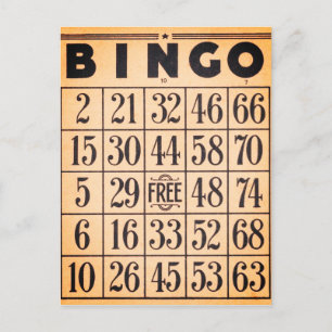 Vintage Bingo Game Card