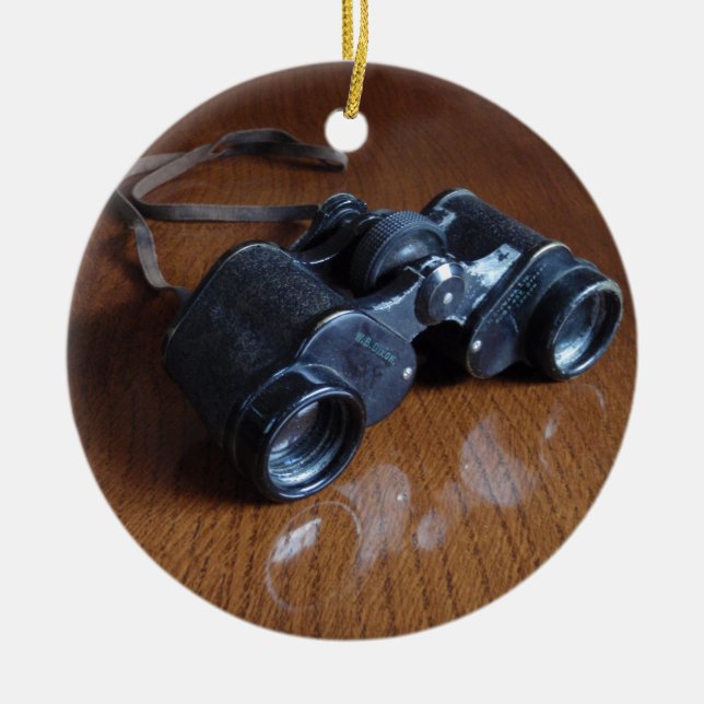 Vintage Binoculars Ceramic Ornament (Front)