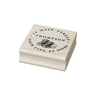 Vintage Binonulars Drawing Name Return Address Rubber Stamp