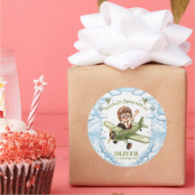 Vintage Biplane Airplane Boy 1st Birthday Up Away