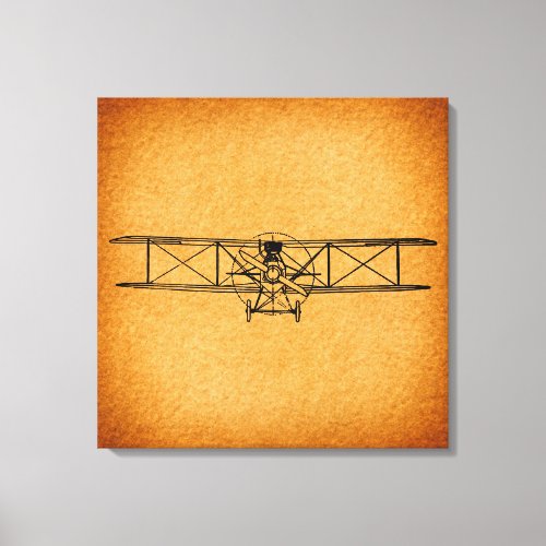 Vintage Biplane Antique Airplane Aviation Art Canvas Print