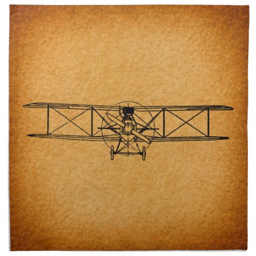 Vintage Biplane Antique Airplane Aviation Art Cloth Napkin