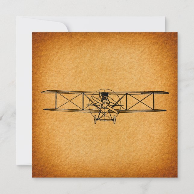 Vintage Biplane Antique Airplane Aviation Art Holiday Card (Front)