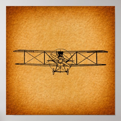 Vintage Biplane Antique Airplane Aviation Art Poster