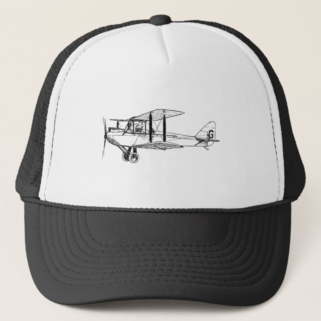 Vintage Biplane - Black Trucker Hat (Front)