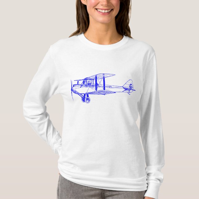 Vintage Biplane - Blue T-Shirt (Front)