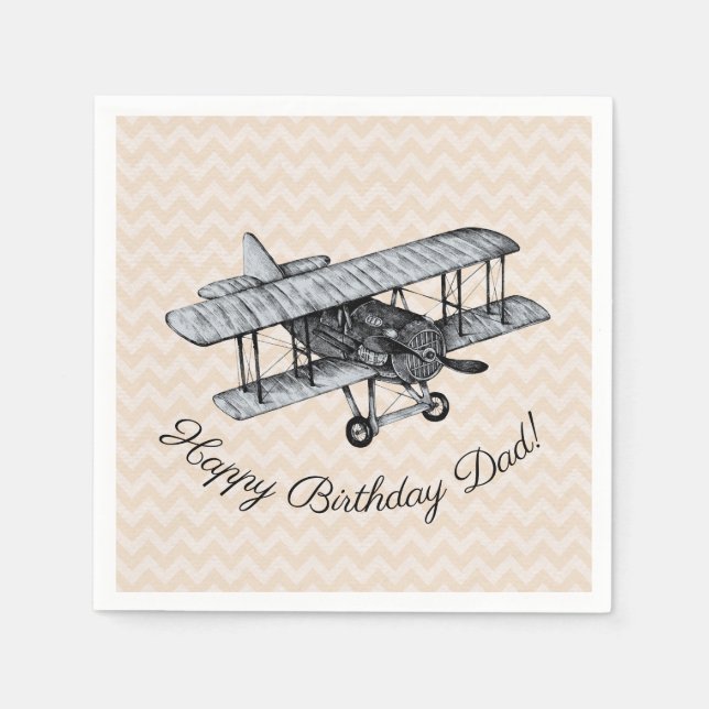Vintage Biplane Customizable Napkins (Front)