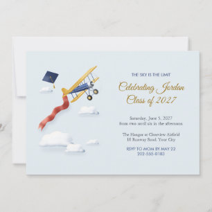Vintage Biplane Graduation Party Invitation