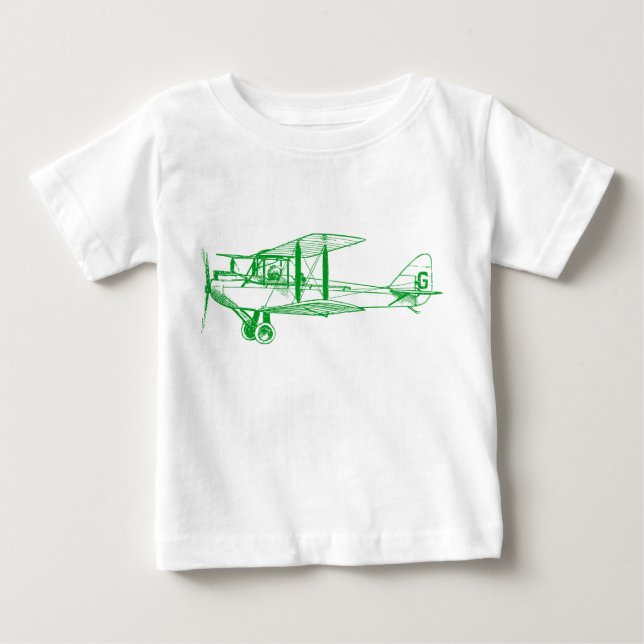 Vintage Biplane - Grass Green Baby T-Shirt (Front)