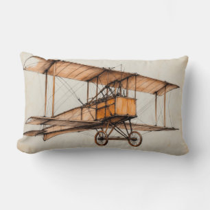 Vintage biplane lumbar pillow