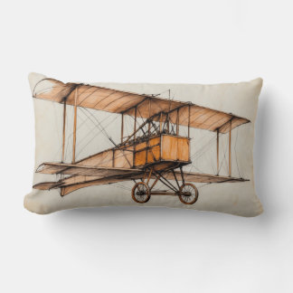 Vintage biplane  lumbar pillow
