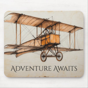 Vintage biplane  mouse pad