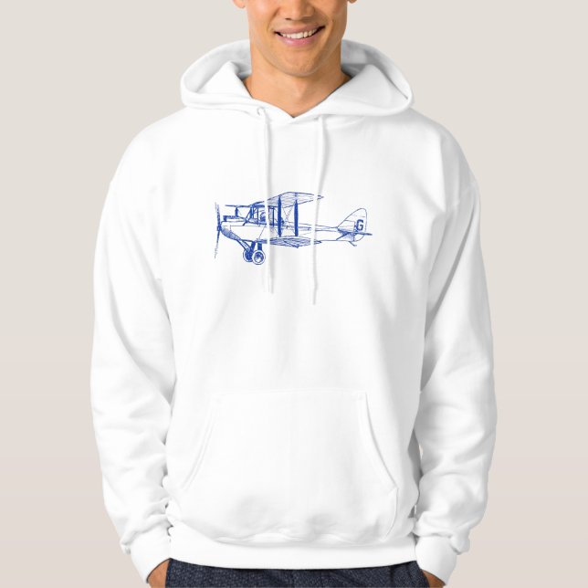 Vintage Biplane - Navy Blue Hoodie (Front)