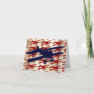 Vintage Biplane on Barn Wood Aviation Gifts Card