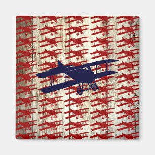 Vintage Biplane on Barn Wood Aviation Gifts Magnet