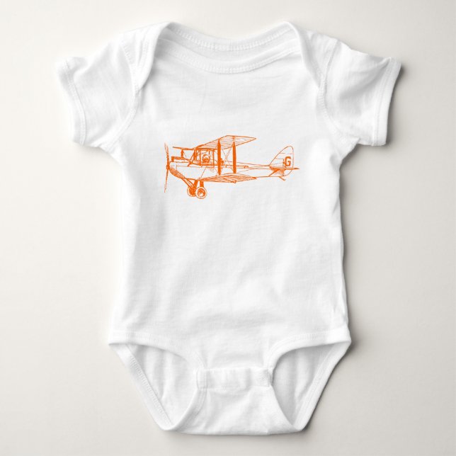 Vintage Biplane - Orange Baby Bodysuit (Front)