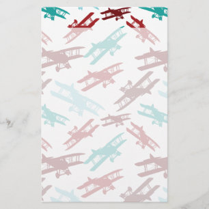 Vintage Biplane Pattern Airplane Aviator Gifts Stationery