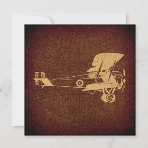 Vintage Biplane Plane Antique Airplane with Map Holiday Card