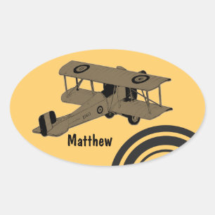 Vintage biplane toy sticker