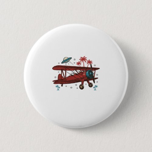Vintage Biplane UFO Tropical Travel Shirt Design_1 Button