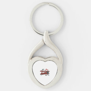 Vintage Biplane UFO Tropical Travel Shirt Design_1 Keychain