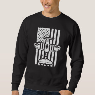Vintage Biplane USA Flag Pilot Airplane 9 Sweatshirt