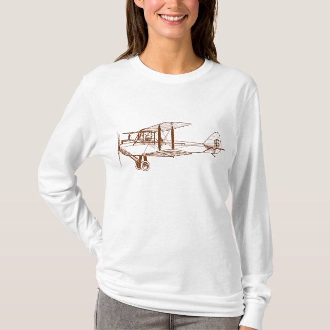 Vintage Biplane - Walnut Brown T-Shirt (Front)