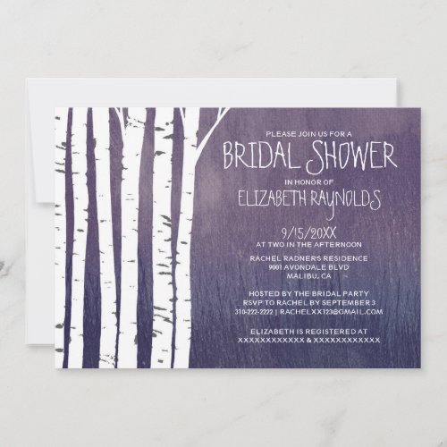 Vintage Birch Tree Bridal Shower Invitations
