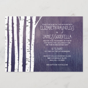 Vintage Birch Tree Wedding Invitations