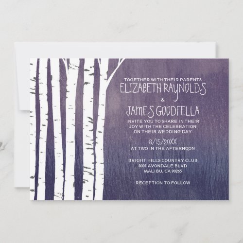 Vintage Birch Tree Wedding Invitations