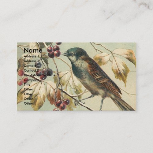 Vintage Bird and Berries Business Cards