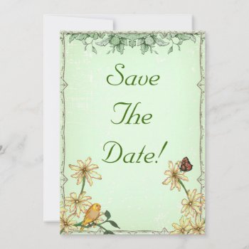 Vintage Bird And Flower Wedding Save The Date Invitation by Lasting__Impressions at Zazzle