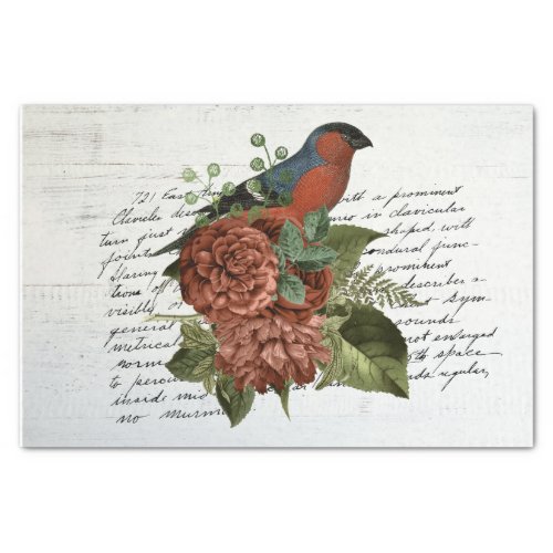 Vintage Bird and Flowers Ephemera Tissue Paper