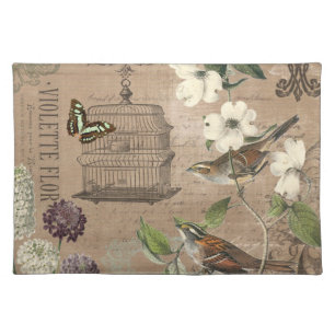 Vintage bird and garden placemat