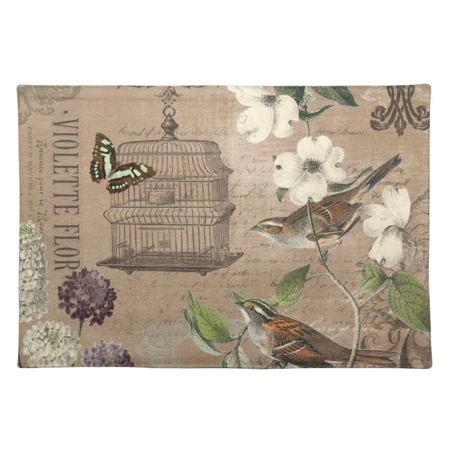 Vintage bird and garden placemat (Front)