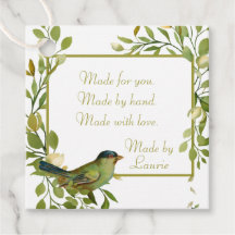Vintage Bird and Ivy Hand Made for You Gift Tags