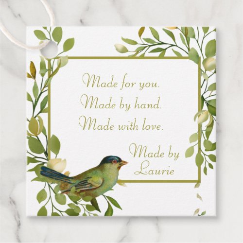 Vintage Bird and Ivy Hand Made for You Gift Tags