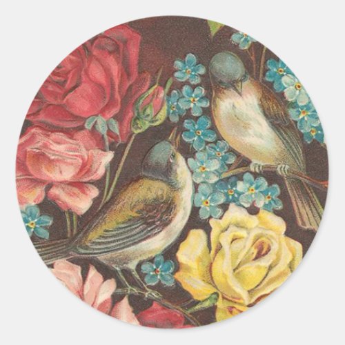 Vintage Bird and Rose Stickers
