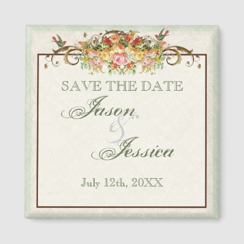 Vintage Bird and Roses _ Save the Date Magnet