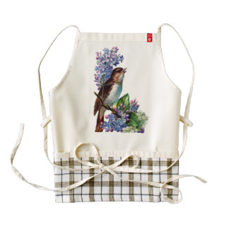 Vintage bird animal blossoms flowers branch vines zazzle HEART apron
