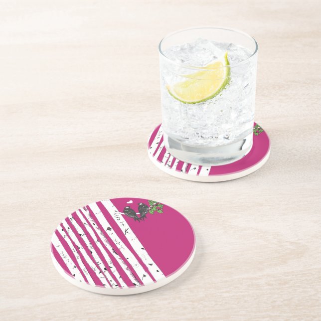 Vintage Bird Birch Tree Coasters (Side)