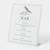 Vintage Bird Black And White Wedding Bar Sign